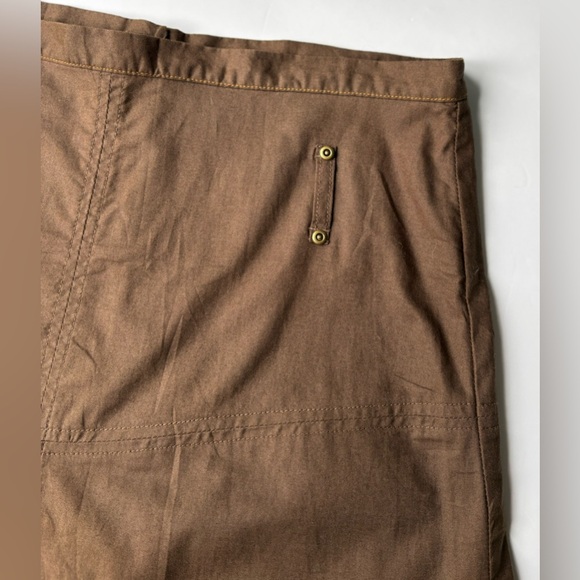 Y2K‎ 90s Vintage Brown Cotton Utility Tech Cargo A-Line Midi Length Skirt - Picture 10 of 12